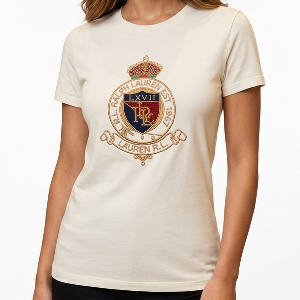 Women's Premium Cream Crest Logo T-Shirt