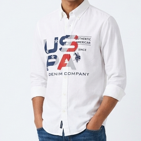 Men's Premium  Branded White Graphic Shirt