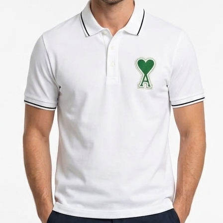 Men's White Logo Polo T-Shirt With Contrast Tipping Premium  Smart Casual Wear