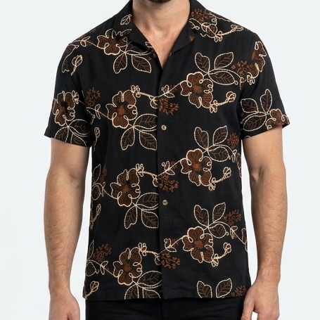 Luxury Thread floral  Short Sleeve Shirt Premium Casual Summer Shirt