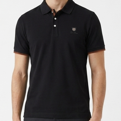 Men's Premium Black Polo T-Shirt Imported Embroidered Logo Casual Wear