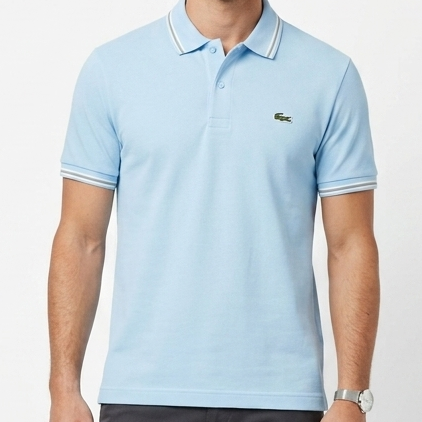 Men's Premium Sky blue  Polo T-Shirt with Contrast Collar