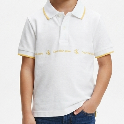 Kids Premium  Polo T-Shirt with Gold Accent Detailing