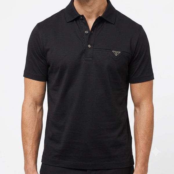 Men Premium Black  Polo T-Shirt with Modern Chest Logo