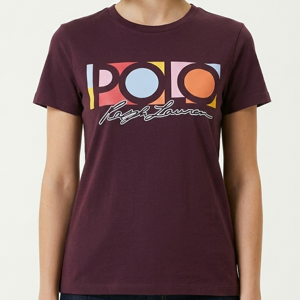 Women’s Retro Color-Block Polo Graphic Tee