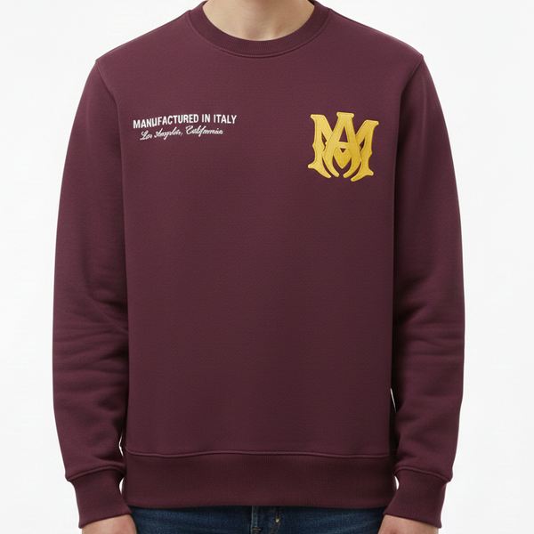 Premium Burgundy Cotton Terry Sweatshirt with Signature Logo Print