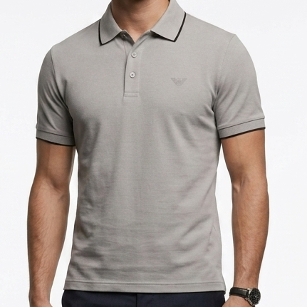 Premium Men’s Solid Grey Polo T-Shirt Classic Collar Smart Casual Luxury Fit