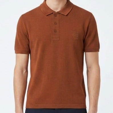 Premium Men's Brown Textured Polo T-Shirt – Classic Collar, Soft  Regular Fit