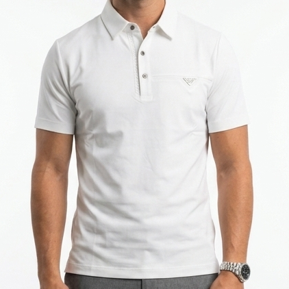 Men Premium White Polo T-Shirt with Modern Chest Logo
