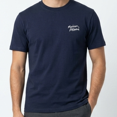 Men’s Premium Navy Blue Crew Neck Signature Logo Casual T-Shirt