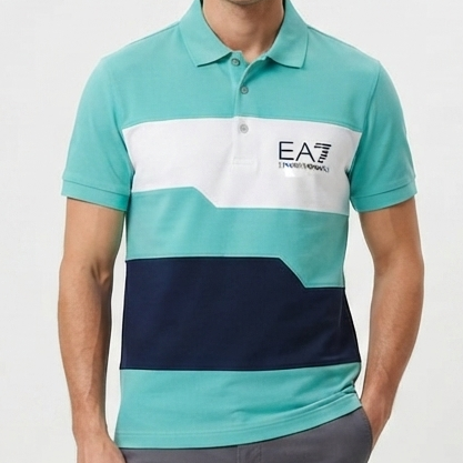 Men Premium Color Block Polo T-Shirt Smart Casual Half Sleeve Tee