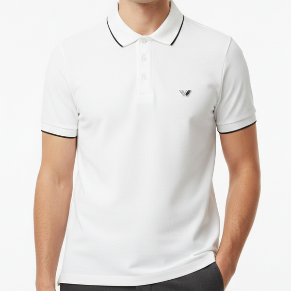 Men’s Premium White Polo T-Shirt, Smart Casual Fit
