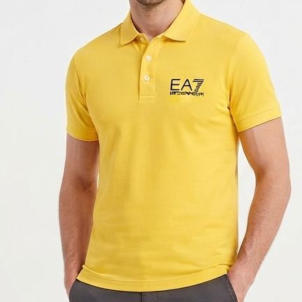 Premium Yellow Polo T-Shirt – Stylish Brand Logo Casual Wear