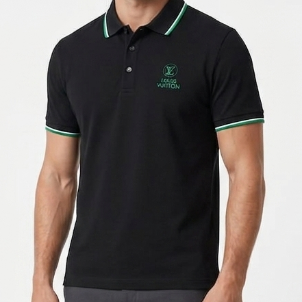 Premium Black Polo T-Shirt With Contrast Collar  Elegant & Comfortable Style
