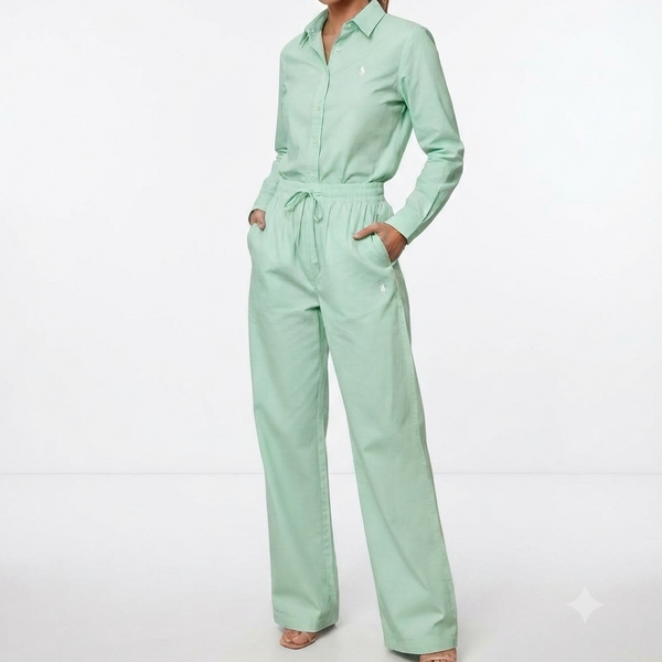 Exclusive Women's Green Co-Ord Outfit | Full Sleeve Shirt with Drawstring Pants