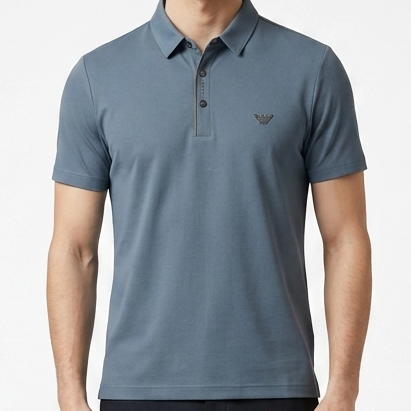 Men's Premium Steel Blue Polo T-Shirt Smart Fit Casual Collar T-Shirt