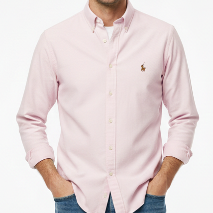 Luxury Classic Pink Shirt with Signature Logo