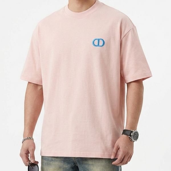 Trendy Peach Oversized T-Shirt with Minimal Front Logo