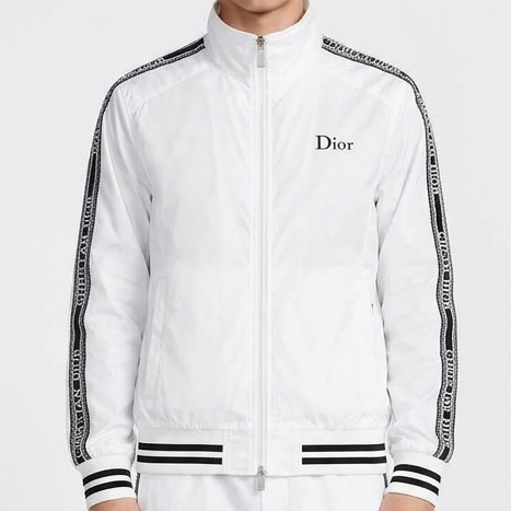 Luxury Black Brand Signature Track Jacket with Logo Tape Sleeves