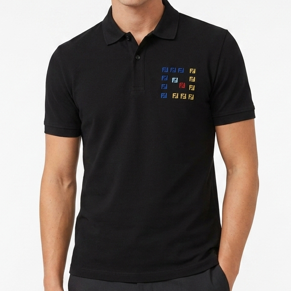 Men's Premium Black Polo T-Shirt | Multicolor Chest Logo |Regular Fit