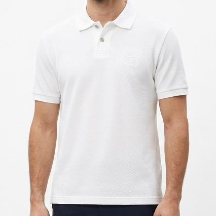 Premium Textured Polo T-Shirt With Embroidered Logo Classic White Edition