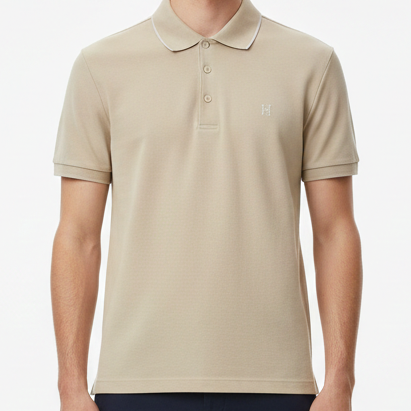 Premium Beige Polo T-Shirt with Clean Classic Style