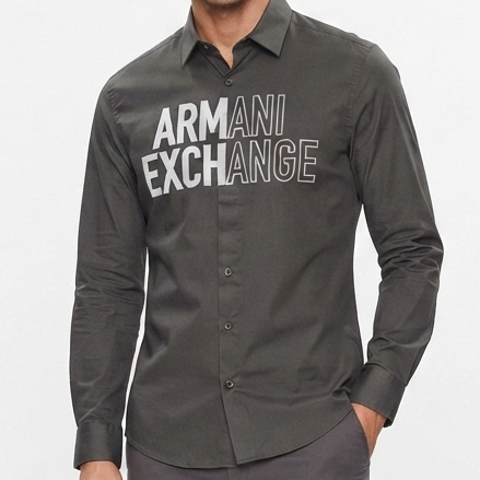 Men Premium Charcoal Grey Logo Print Casual Shirt Full Sleeve Button-Down Stylish Shirt