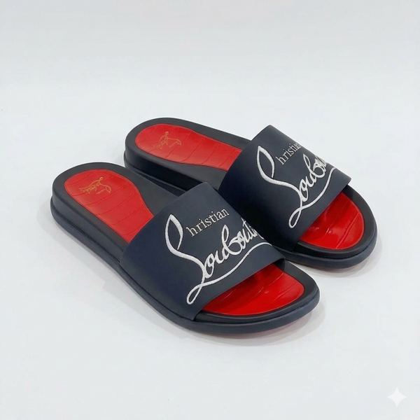 Premium Black & Red Luxury Slides  Bold Designer Comfort Slippers