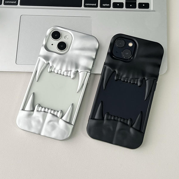 3D Skull, Tiger Fangs Silicone Case for iPhone 13, 14, 15 & 16 Series