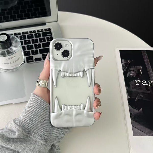 3D Skull, Tiger Fangs Silicone Case for iPhone 13, 14, 15 & 16 Series