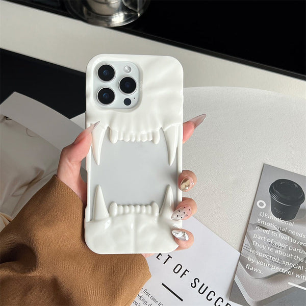 3D Skull, Tiger Fangs Silicone Case for iPhone 13, 14, 15 & 16 Series