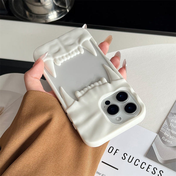 3D Skull, Tiger Fangs Silicone Case for iPhone 13, 14, 15 & 16 Series