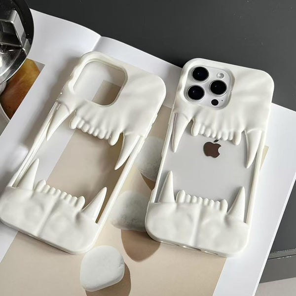 3D Skull, Tiger Fangs Silicone Case for iPhone 13, 14, 15 & 16 Series