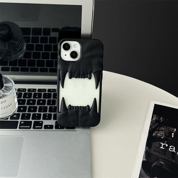 3D Skull, Tiger Fangs Silicone Case for iPhone 13, 14, 15 & 16 Series