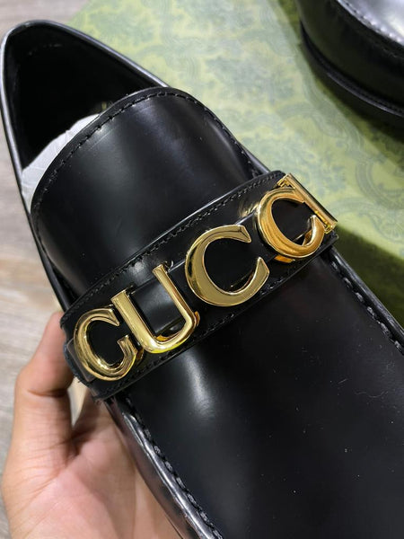 Logo-Letter Hardware Leather Shoes For Men