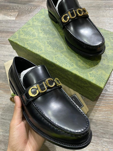 Logo-Letter Hardware Leather Shoes For Men