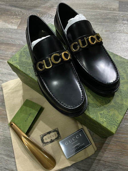 Logo-Letter Hardware Leather Shoes For Men