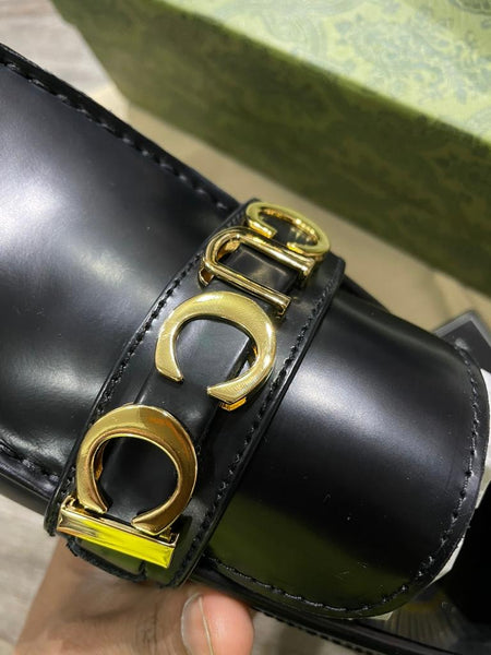 Logo-Letter Hardware Leather Shoes For Men