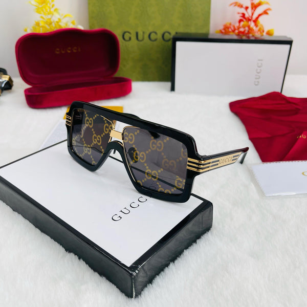 Branded  Acetate Shield Sunglasses Black