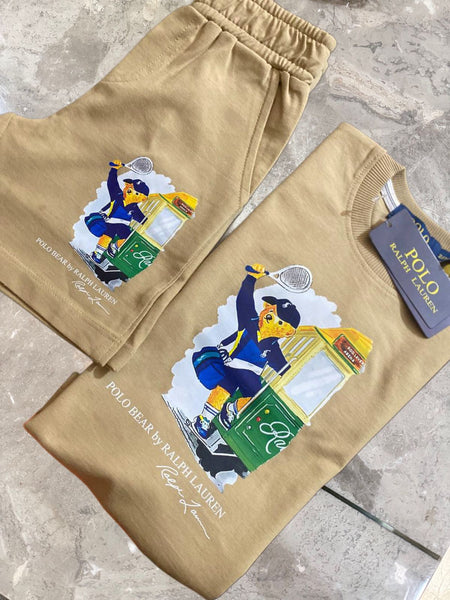 Premium Bear Printed tee and Shorts Combo   For Kids