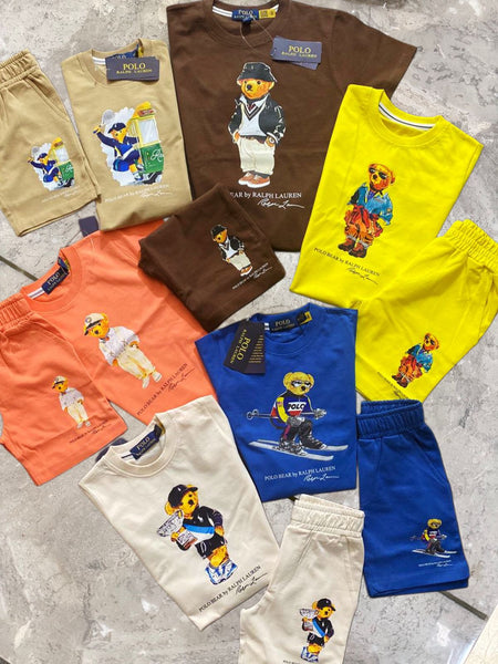 Premium Bear Printed tee and Shorts Combo   For Kids