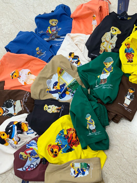 Premium Bear Printed tee and Shorts Combo   For Kids