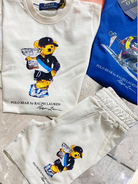 Premium Bear Printed tee and Shorts Combo   For Kids