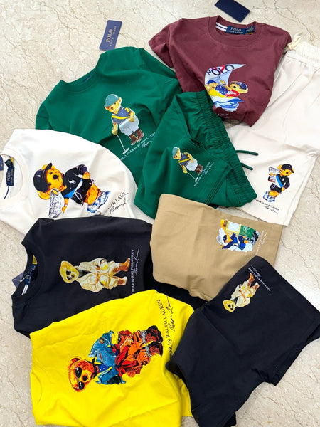 Premium Bear Printed tee and Shorts Combo   For Kids