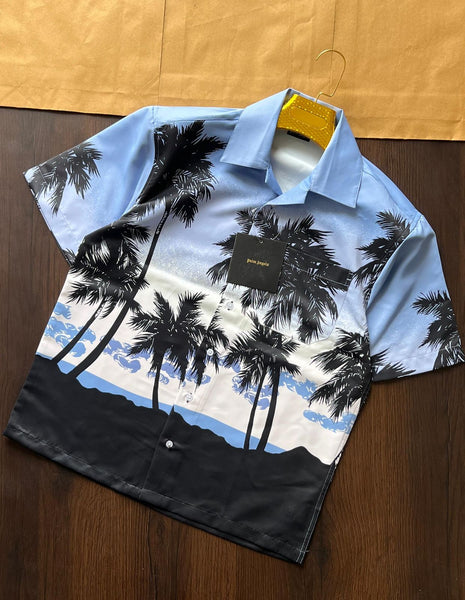 Premium Quality Palm Tree Patterned Silk Shirt