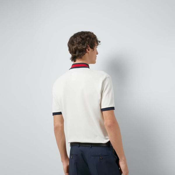 Premium Quality Polo With Web Collar T-shirt White Color