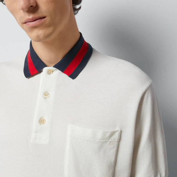Premium Quality Polo With Web Collar T-shirt White Color
