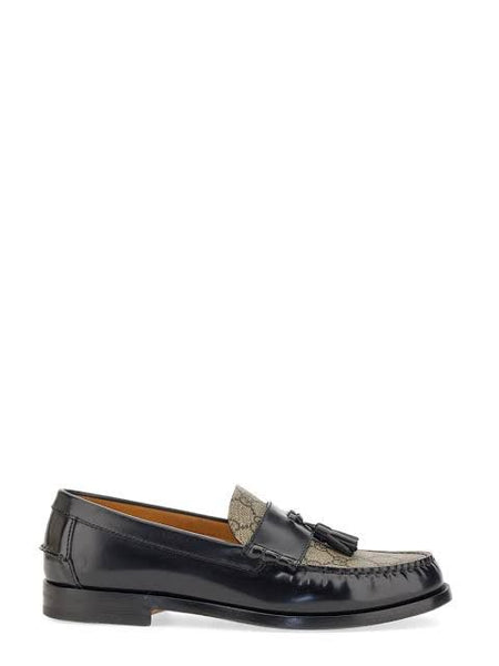 Signature GG Canvas & Leather Tassel Loafers Luxury Formal Slip-Ons for Men