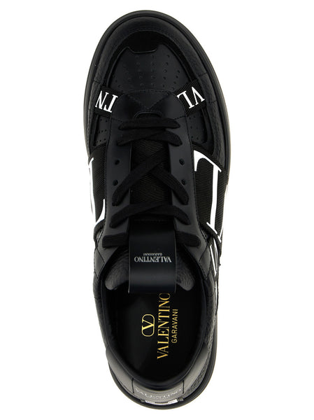 Men Premium All-Black Low-Top Street Sneakers – Bold Monogram Design