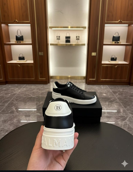 Men Premium Black Leather Sneakers